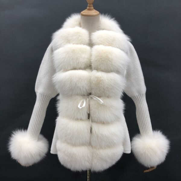 Autumn And Winter Solid Color Fox Placket Cuff Detachable Knitted Cardigan For Women - Image 6