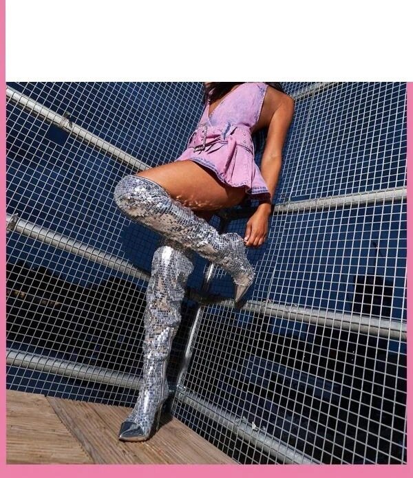 Fashionable Sequins Over-the-knee Boots Women - Image 9