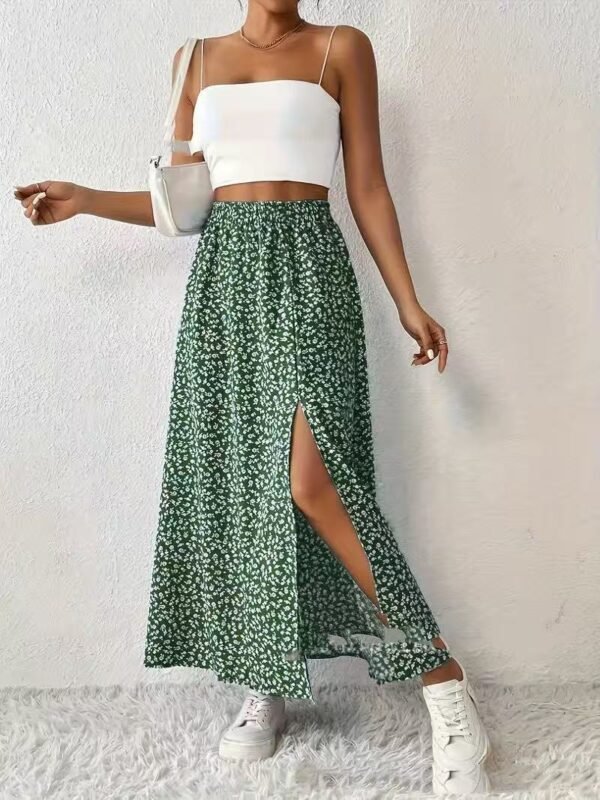 Women's Fashionable With Side-slit Printed Skirt - Image 8