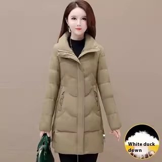 Loose Mid-length High Collar Warm Cotton Coat Jacket - Image 7