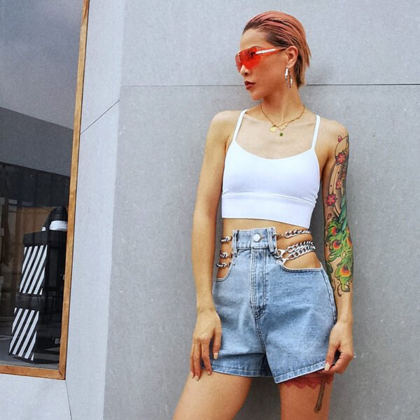 chain jean shorts - Image 4