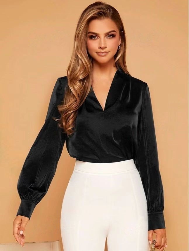 Women's Long-sleeved Satin Shirt - Image 8