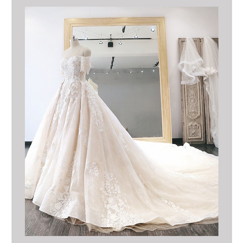 One shoulder heavy satin wedding dress - Image 7