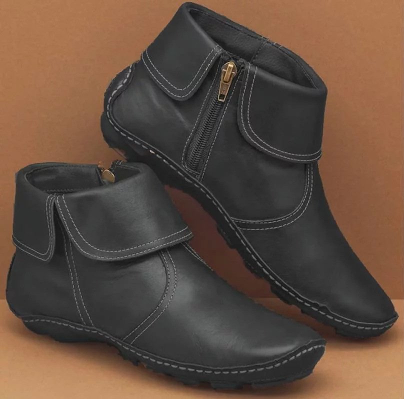 Ankle Boots Women Zipper Flat Shoes - Image 5