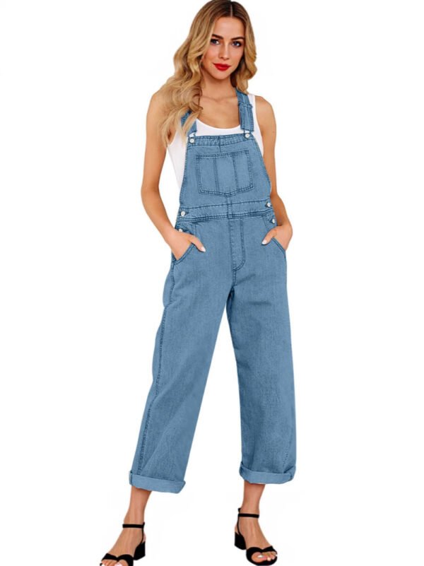 Loose Women's Denim Suspender Pants - Image 6