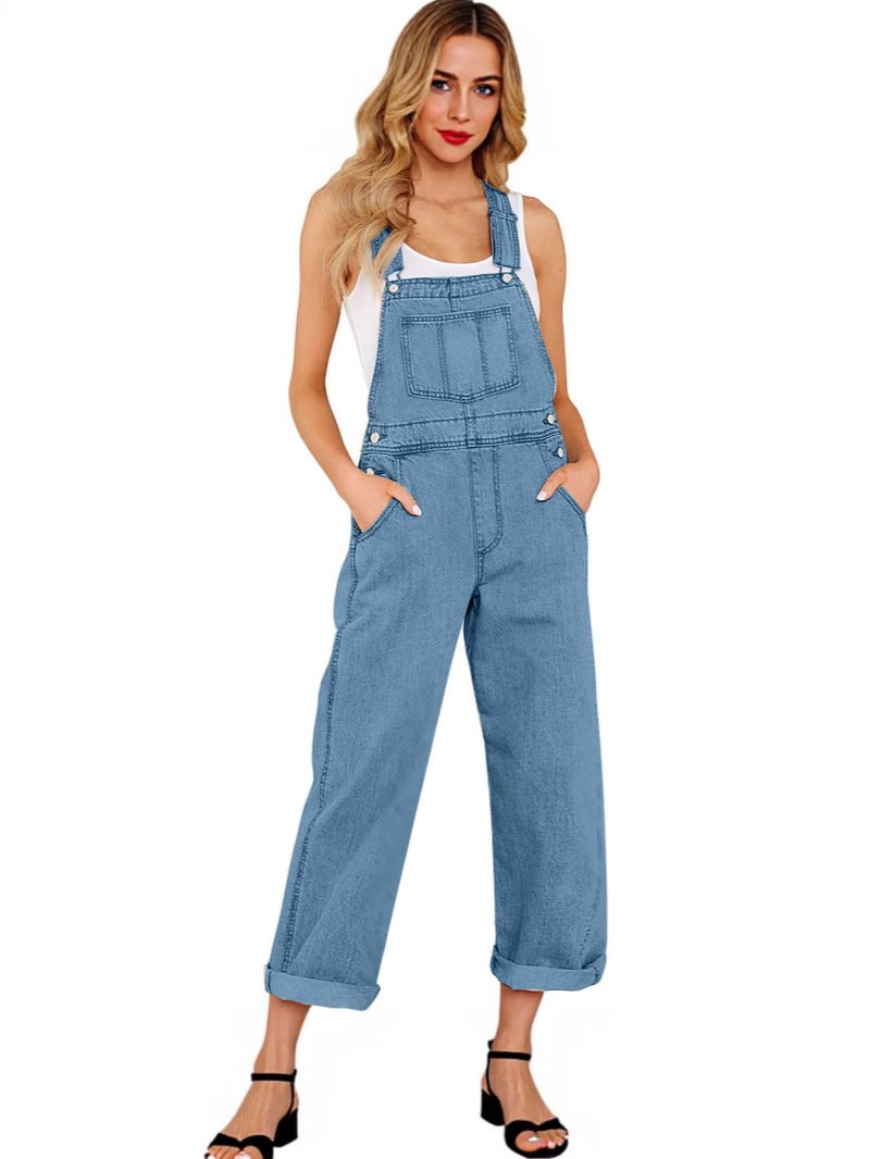 Loose Women's Denim Suspender Pants - Image 6