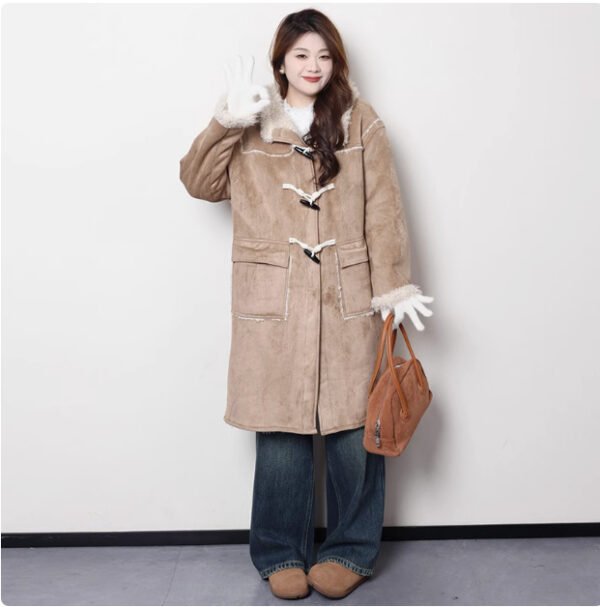 Maillard Short And Long Suede Faux Fur Plush Coat - Image 4