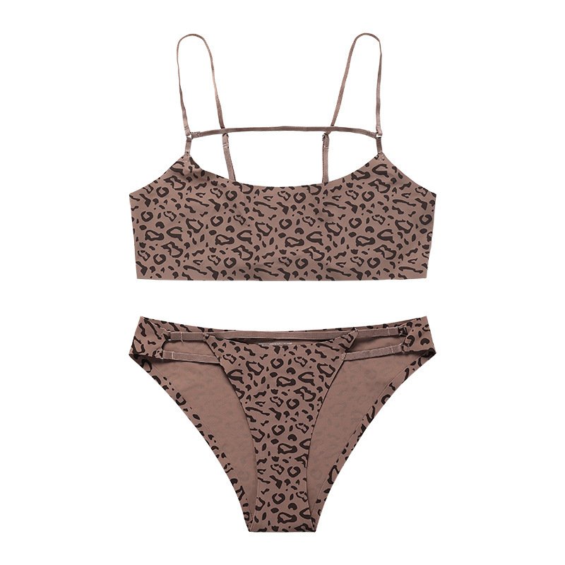 Sexy Leopard Print No Trace No Steel Ring Bra Set - Image 3