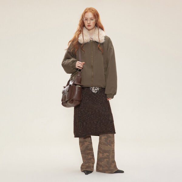 New Winter Cotton Dress Coat Detachable Fur Collar - Image 3
