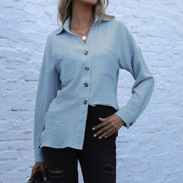 Long Sleeve Lapel Office Button Shirt - Image 4