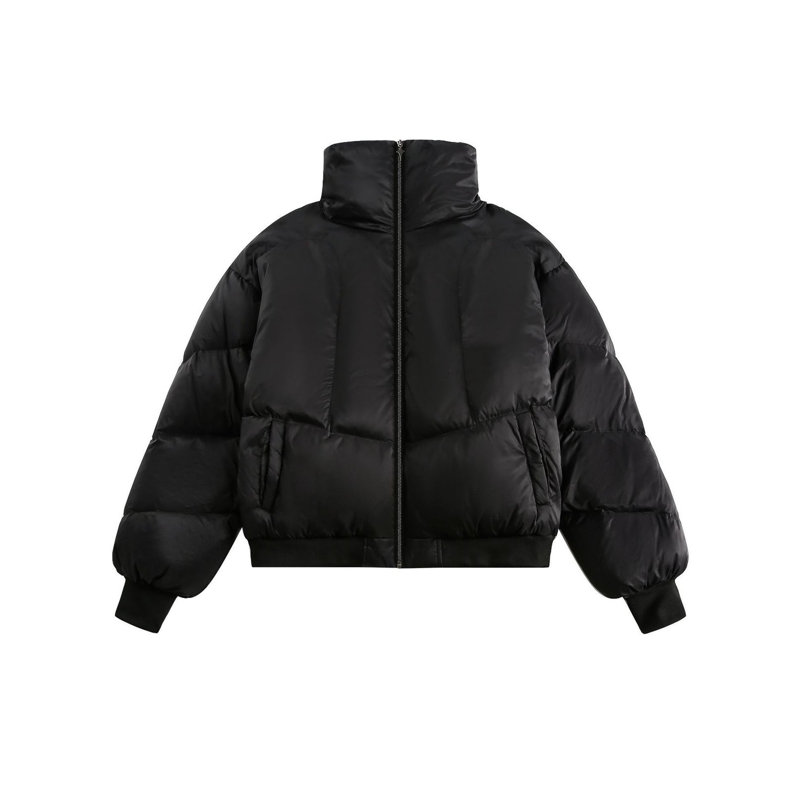 Winter New White Duck Down American Black Stand-up Collar Bread Coat - Image 3