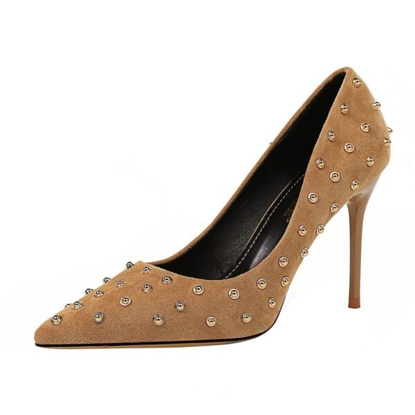 Rivet High Heels Women Stiletto Pointed Shoes - Image 4