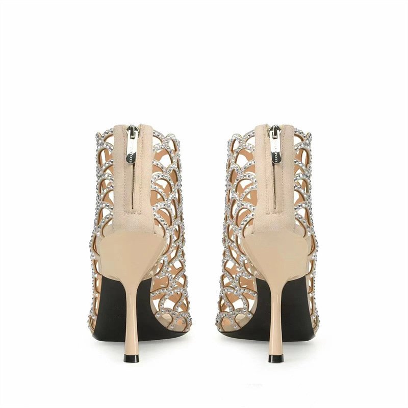 Women's Rhinestone Hollow High Heels - Image 6
