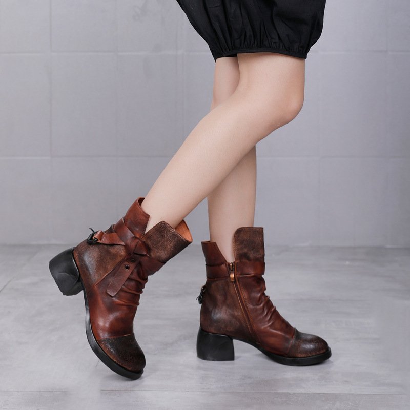 Fashion Personality Women's Retro Chunky Ankle Boots - Image 3