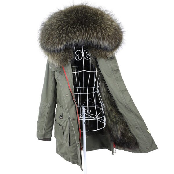 New Big Natural Real Raccoon Fur Collar Coat Luxu - Image 6