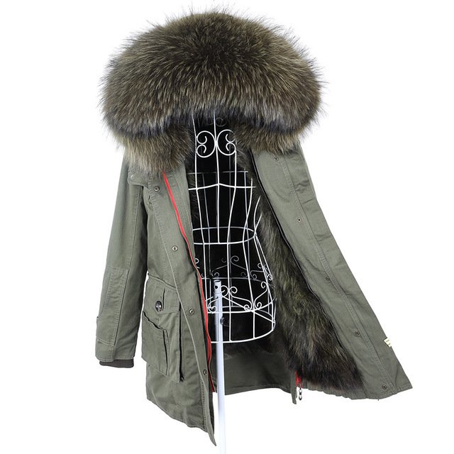 New Big Natural Real Raccoon Fur Collar Coat Luxu - Image 6