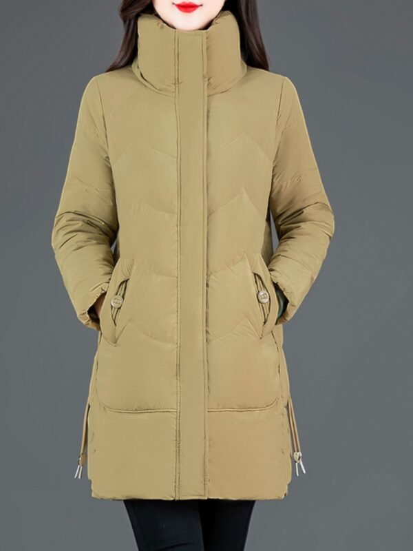Loose Mid-length High Collar Warm Cotton Coat Jacket - Image 8