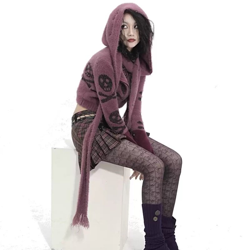 New Women's Skull Imitated Mink Wool Coat - Image 5