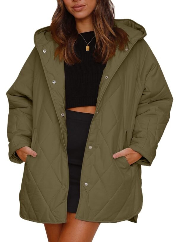 Women's Winter Outerwear Casual Diamond Quilted Hooded Lightweight Jacket - Image 3
