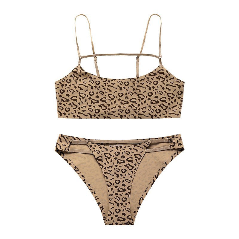 Sexy Leopard Print No Trace No Steel Ring Bra Set - Image 4