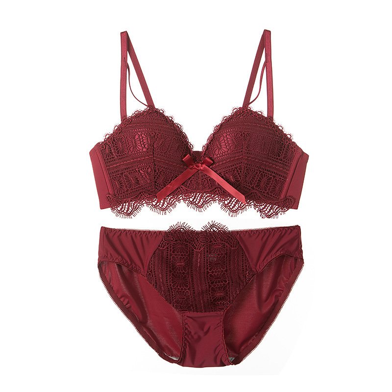Lace Style Gathered No Steel Ring Girl Comfortable Sexy Adjustment Bra Set - Image 8