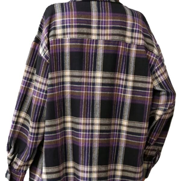 Casual Loose Retro Plaid Shirt For Women - Image 3