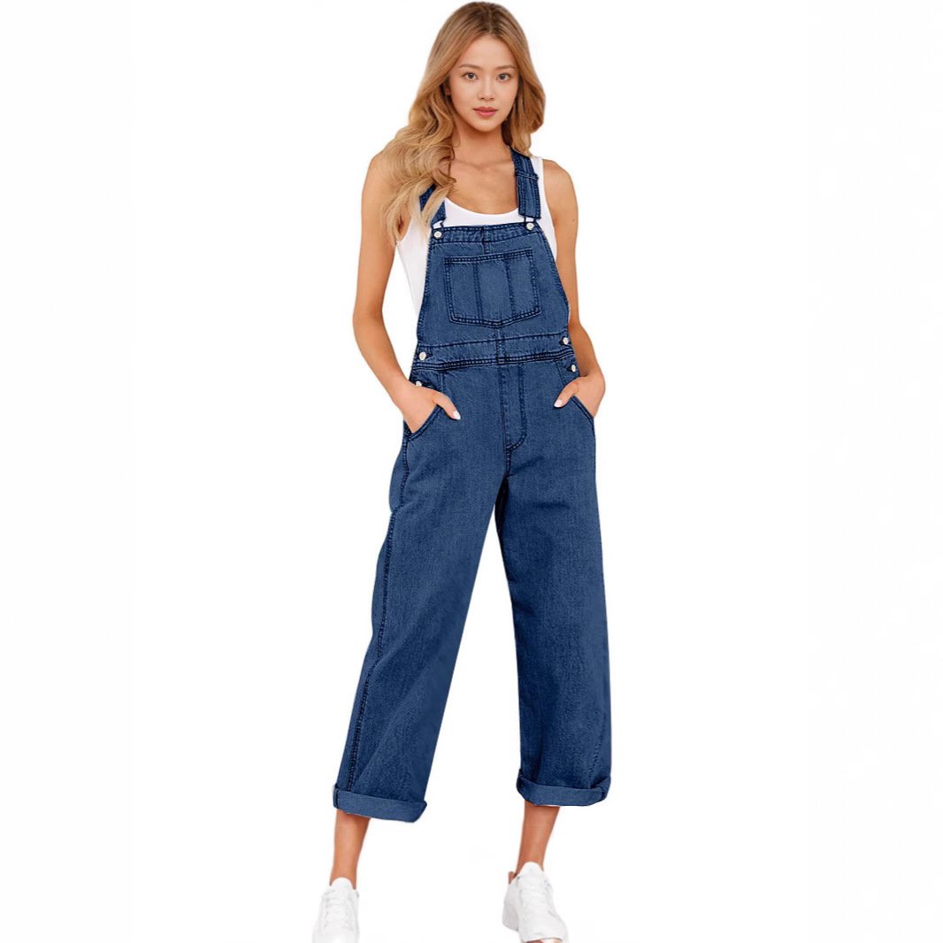 Loose Women's Denim Suspender Pants - Image 2