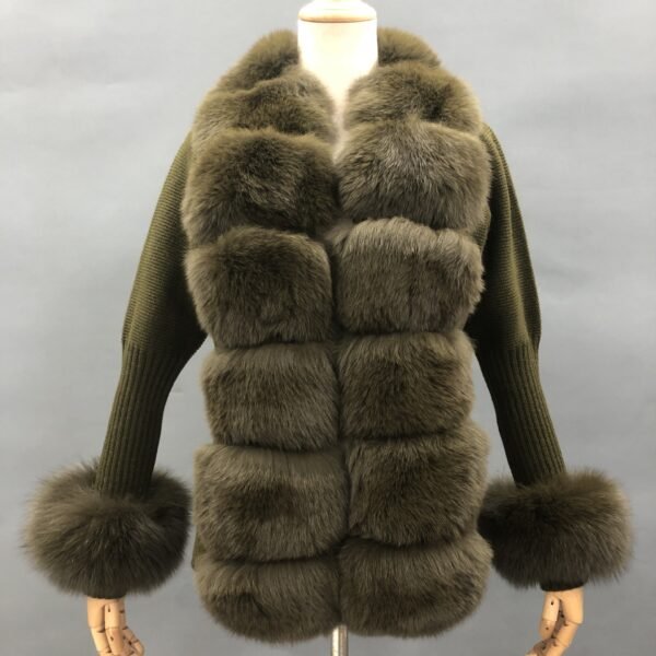 Autumn And Winter Solid Color Fox Placket Cuff Detachable Knitted Cardigan For Women - Image 4