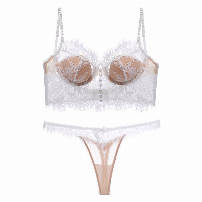 Women's French Thin Cotton Lace Bra Panties Set - Image 4