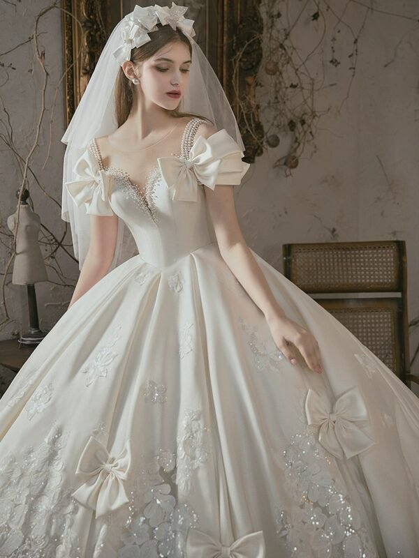 New Bride Vintage Satin Wedding Dress - Image 5