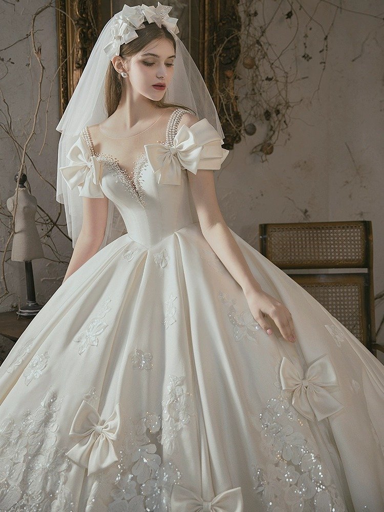New Bride Vintage Satin Wedding Dress - Image 5