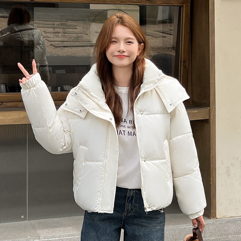 Women's Puffy Hooded Short Cotton Jacket Thickened Loose Short Coat - Image 2