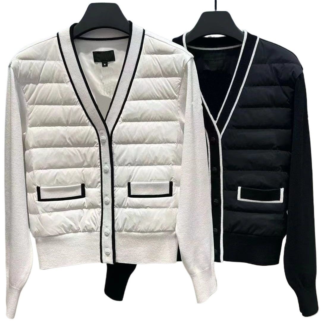 Black And White Simple Fashionable Knitted Coat - Image 2