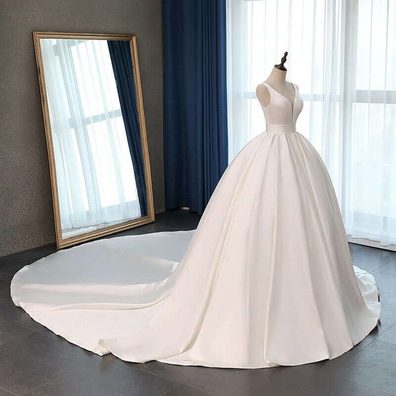 Bridal Off-shoulder Retro Large Trailing Satin Main Wedding Dress - Image 10
