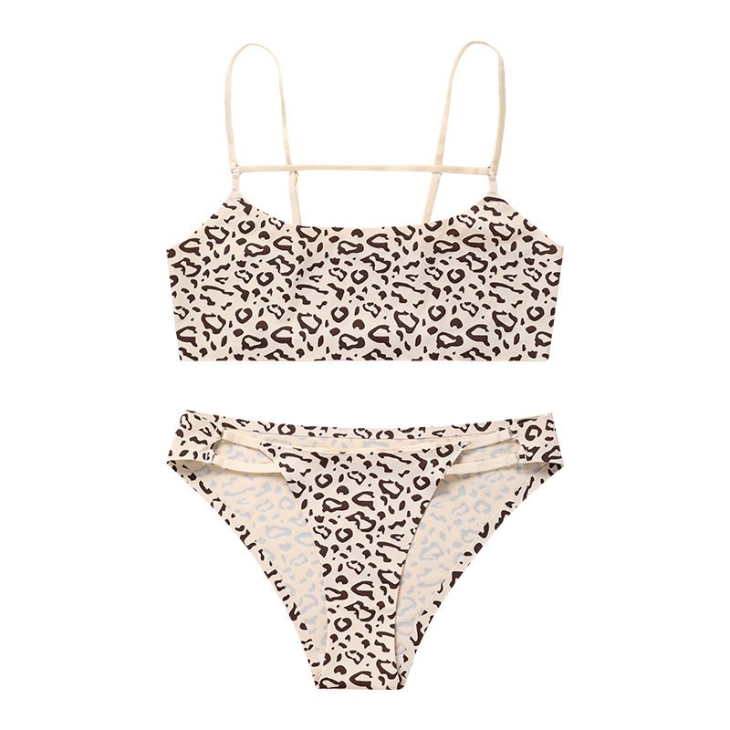 Sexy Leopard Print No Trace No Steel Ring Bra Set - Image 2