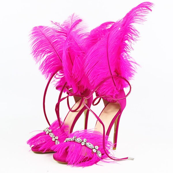 Catwalk Women's Shoes Rhinestone Feather Nightclub High Heels - Image 6