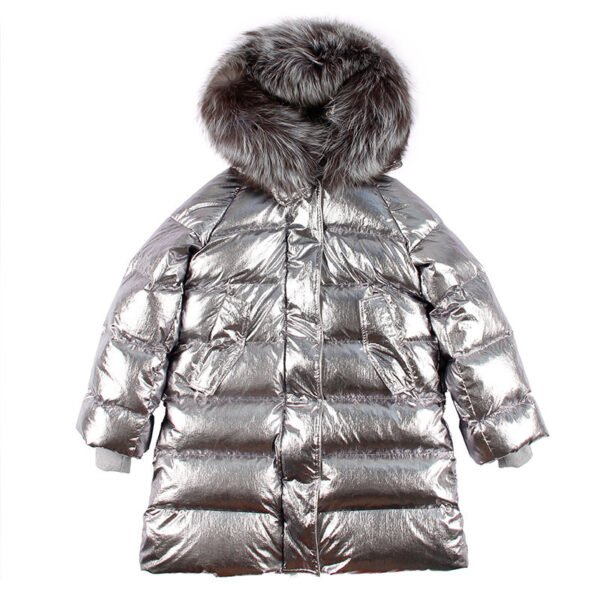 Raccoon Fur Big Collar Down Jacket Mid-length Slim Coat - Image 3