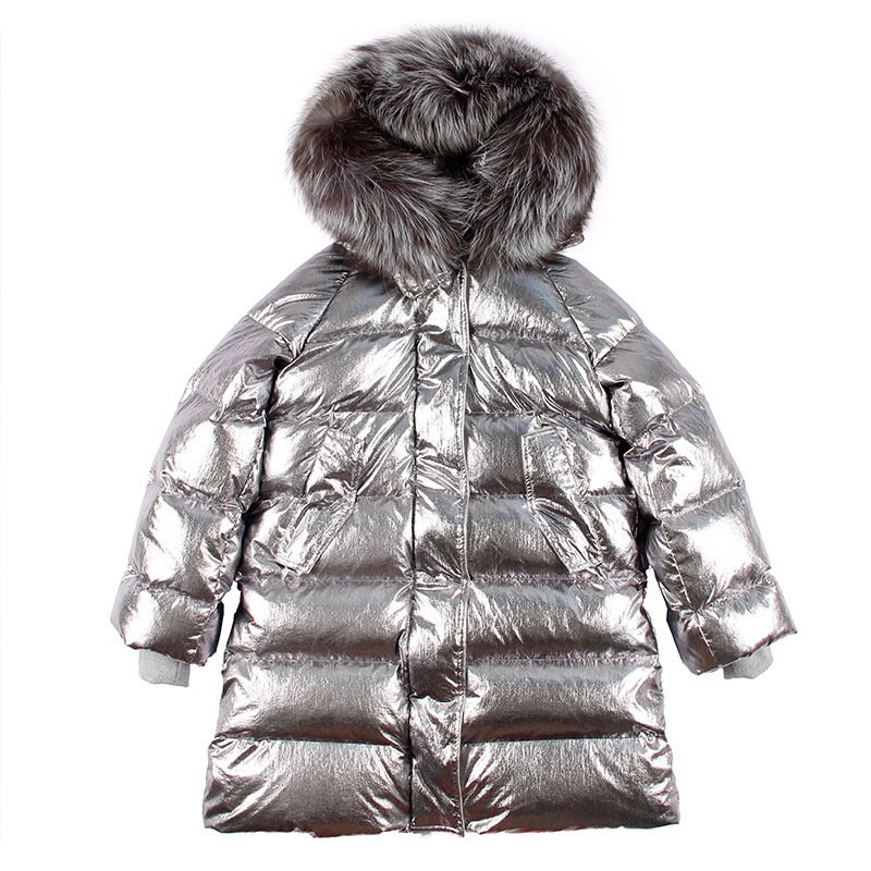 Raccoon Fur Big Collar Down Jacket Mid-length Slim Coat - Image 3