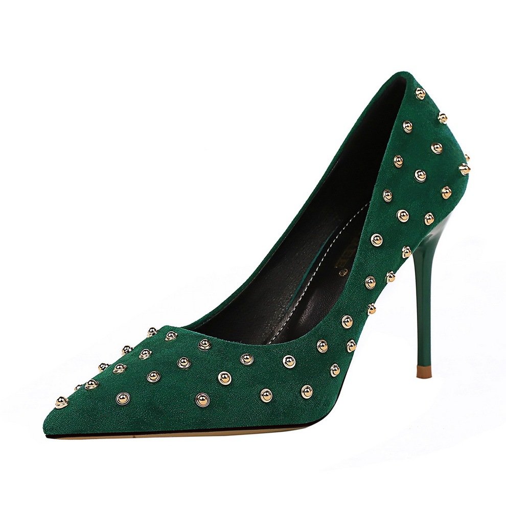 Rivet High Heels Women Stiletto Pointed Shoes - Image 6