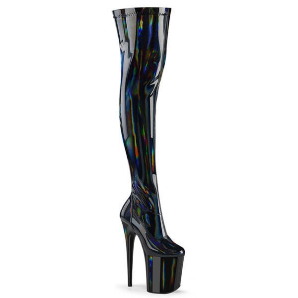 Gold Reflective Patent Leather High Heels Platform Shoes Waterproof  Shoes - Image 3