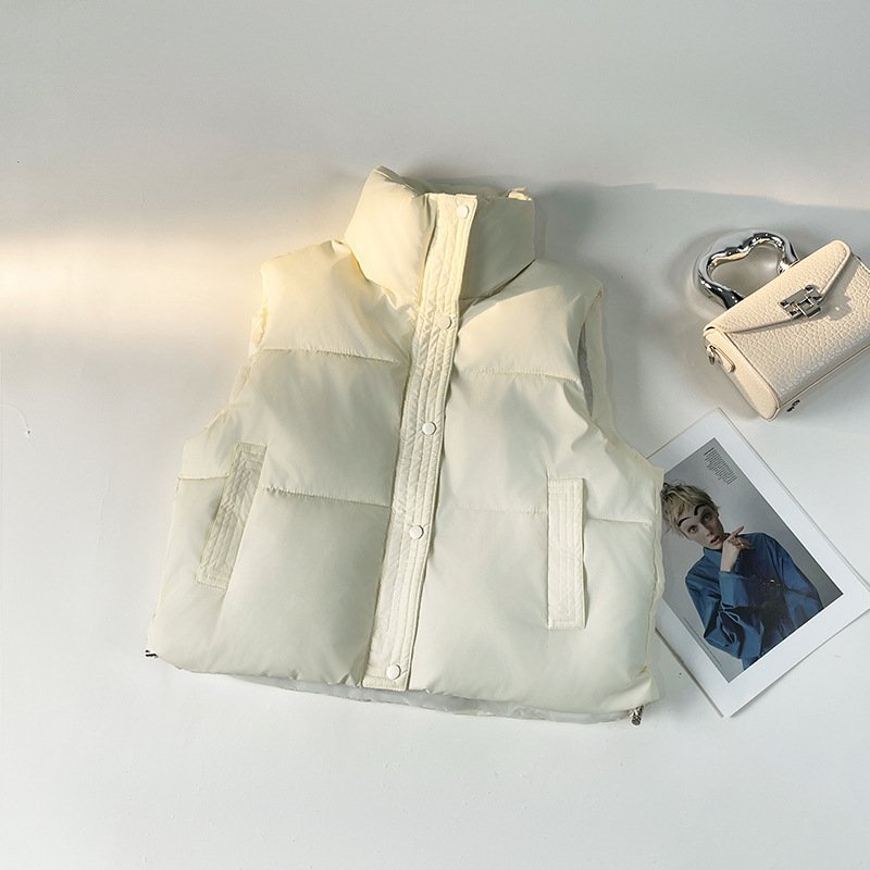 Women's Lambskin Vest Outer Wear High Waist Short Top - Image 2