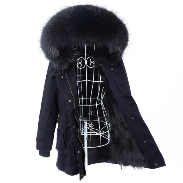 New Big Natural Real Raccoon Fur Collar Coat Luxu - Image 3