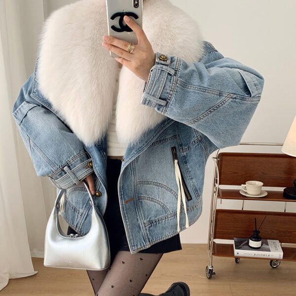 Goose Down Liner Denim Parka Women's Short - Image 2