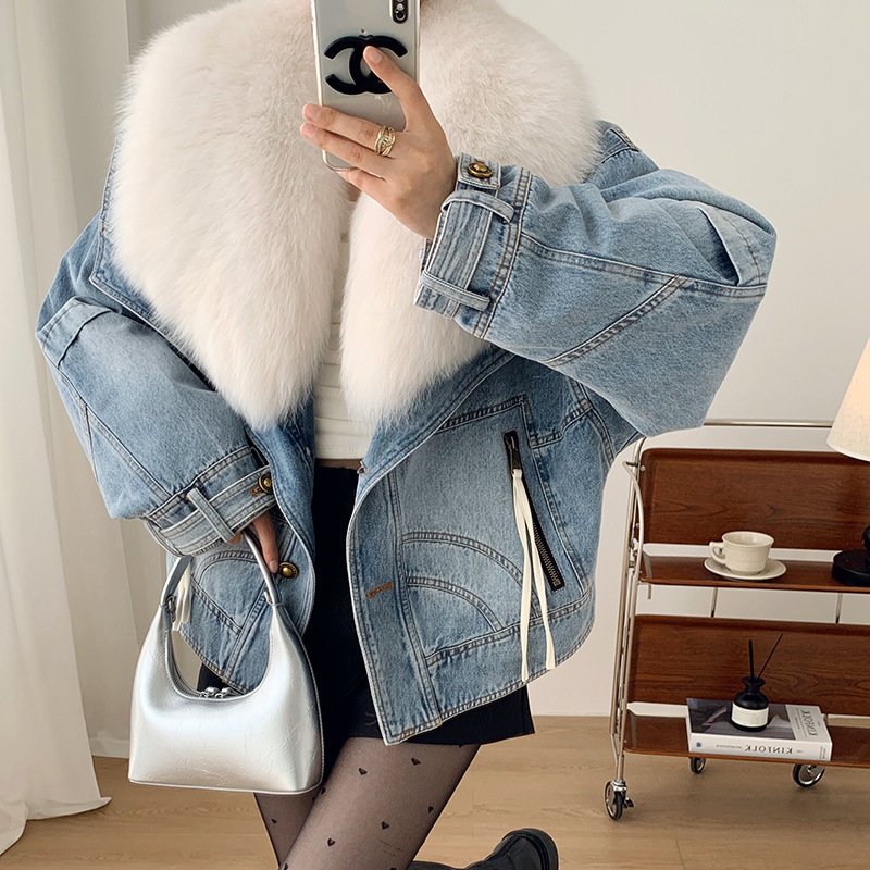 Goose Down Liner Denim Parka Women's Short - Image 2