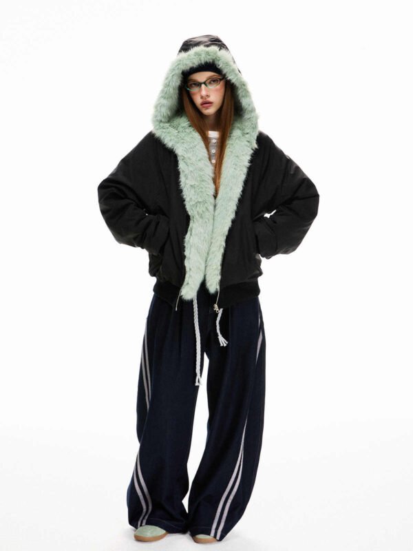 Loose Fleece-lined Warm Parka Cotton Jacket Top Coat For Women - Image 3