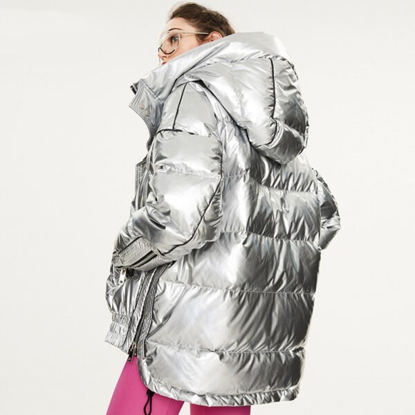 Couples Laser Glossy Thickened Loose Mid Length Down Jacket - Image 6
