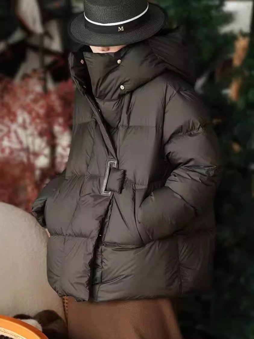 Short Hooded Double Zipper White Duck Down Lightweight Down Warm Jacket - Image 2