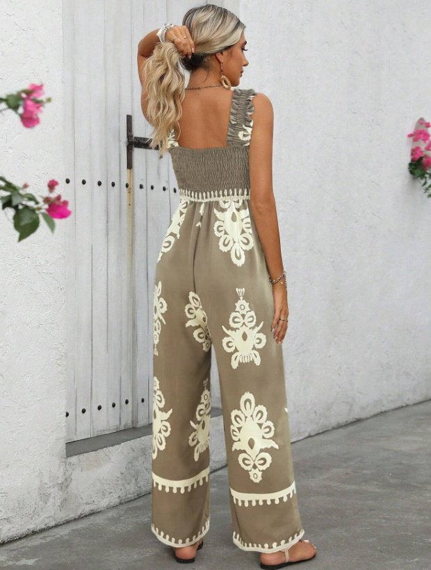 Women's Vacation Casual Sleeveless Printed Wide Leg Jumpsuit - Image 5