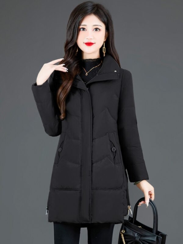 Loose Mid-length High Collar Warm Cotton Coat Jacket - Image 2