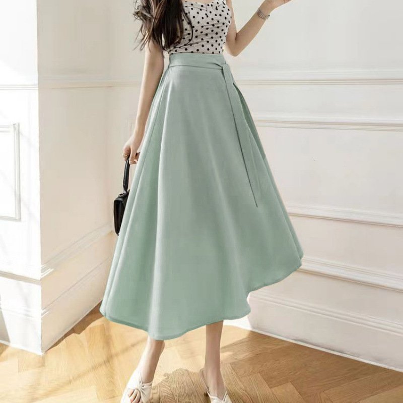 A- Line Skirt Draping Large Hem Mid-length Skirt - Image 2